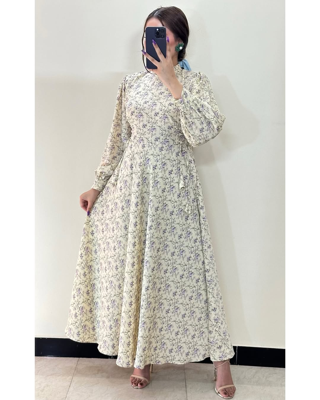 modanisa long sleeve maxi dress Floral Elegance Print – LAIBAJEES