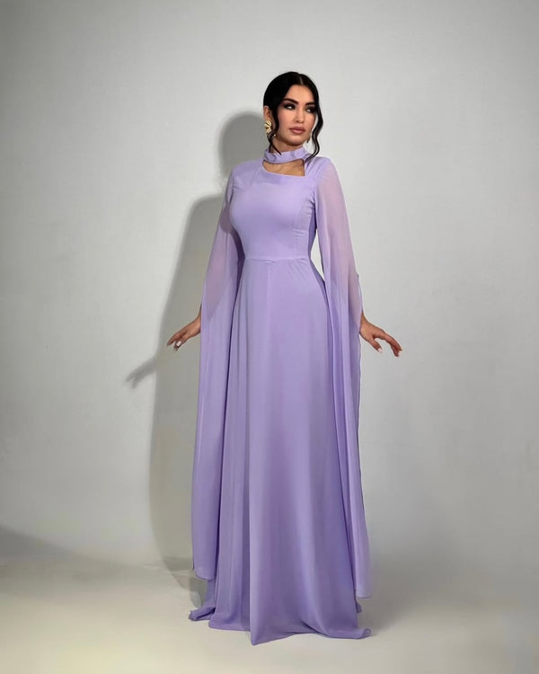 Classic Light Lilac Maxi with Long Sleeves