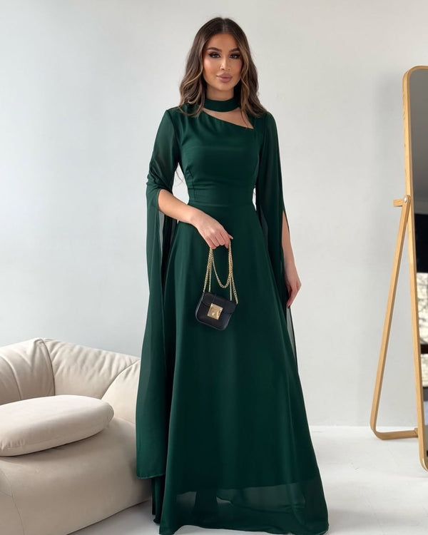 Classic Emerald Green Maxi with Long Sleeves
